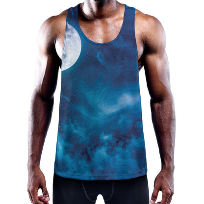Night Sky And Moonlight Print Training Tank Top