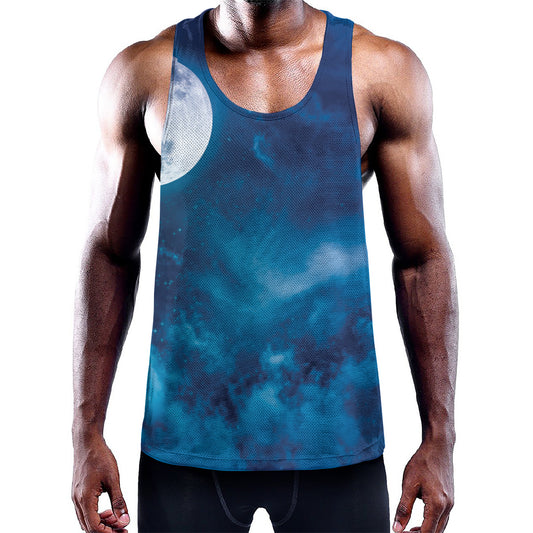 Night Sky And Moonlight Print Training Tank Top