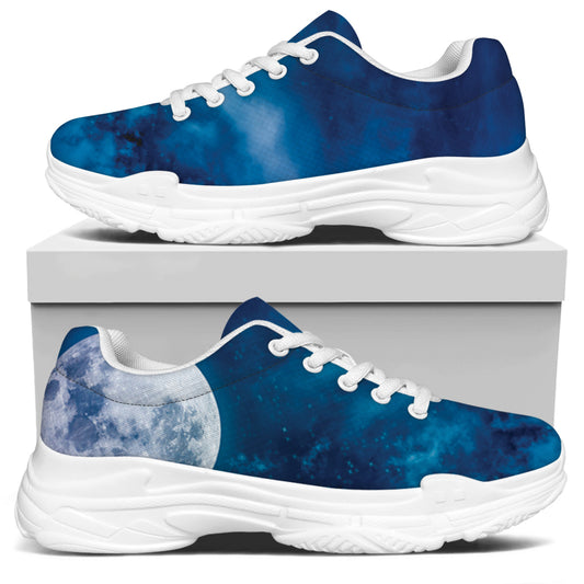Night Sky And Moonlight Print White Chunky Shoes
