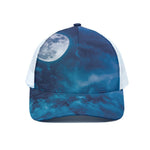 Night Sky And Moonlight Print White Mesh Trucker Cap