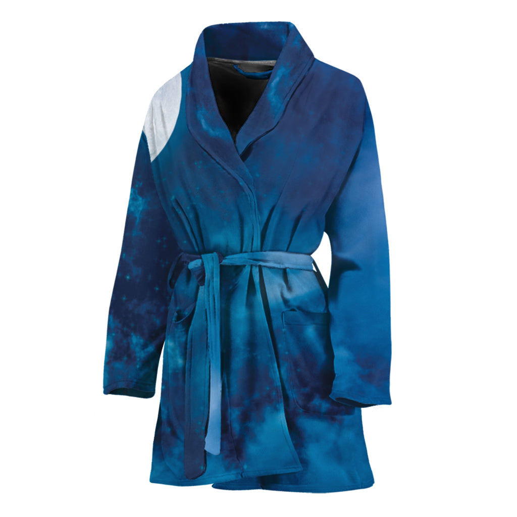 Night Sky And Moonlight Print Women's Bathrobe