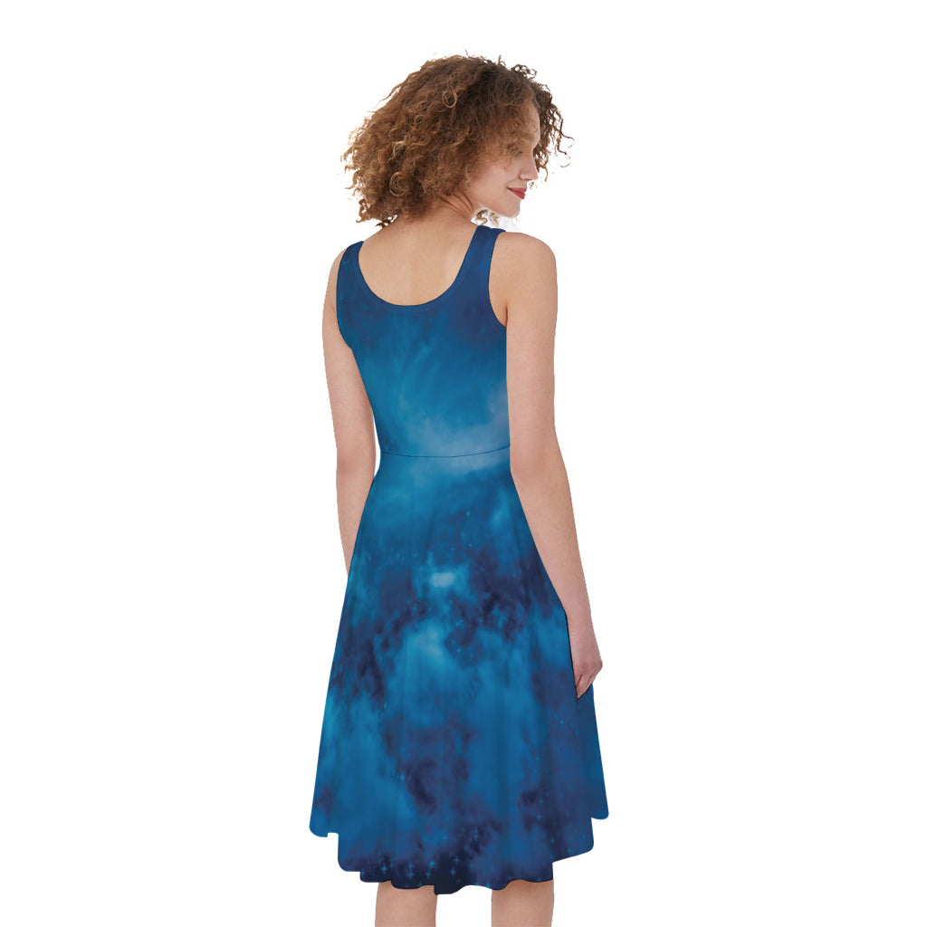 Night Sky And Moonlight Print Women's Sleeveless Dress