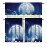 Night Sky Full Moon Print 3 Piece Kitchen Curtains