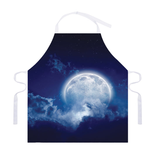 Night Sky Full Moon Print Adjustable Apron