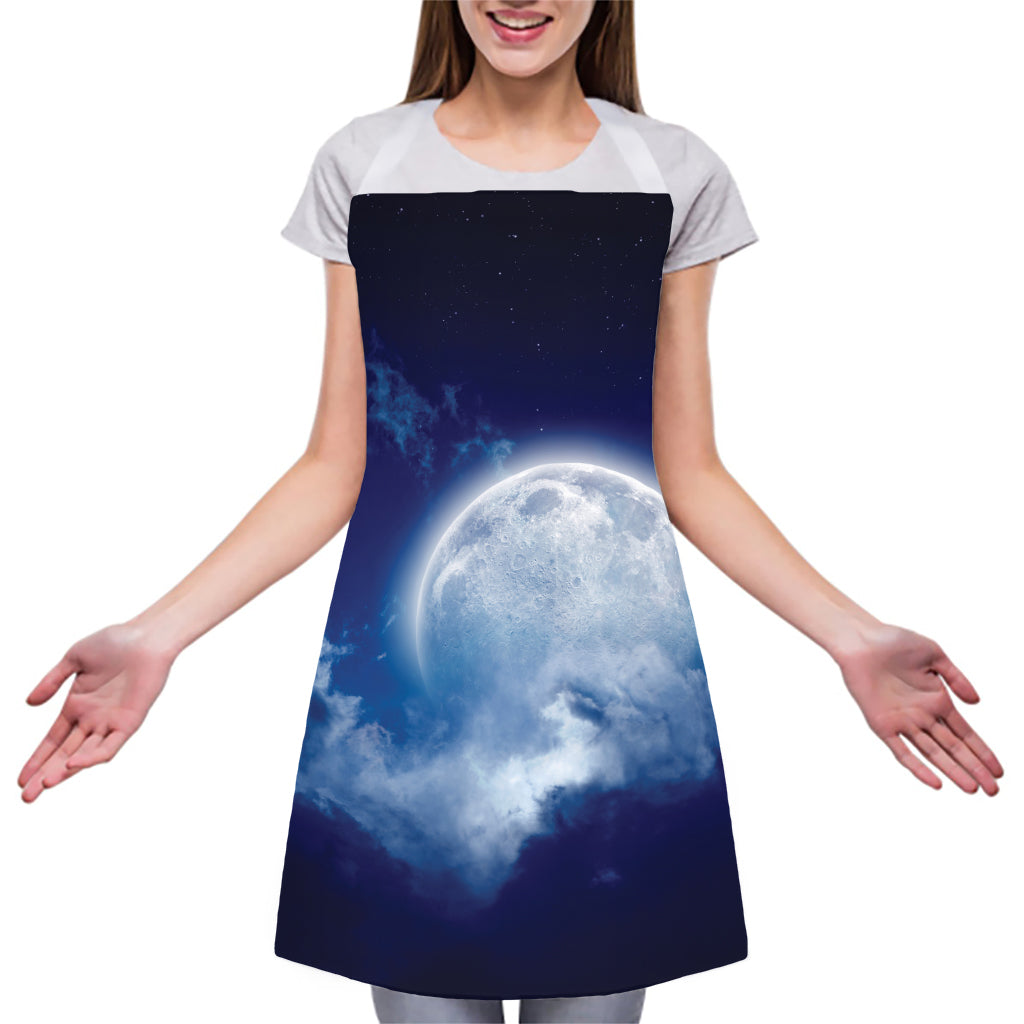 Night Sky Full Moon Print Adjustable Apron