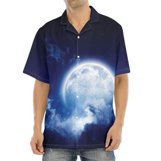 Night Sky Full Moon Print Aloha Shirt