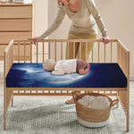 Night Sky Full Moon Print Baby Crib Sheet