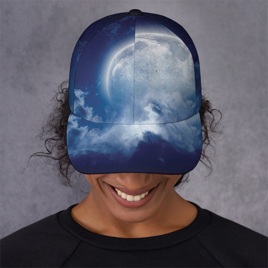 Night Sky Full Moon Print Baseball Cap