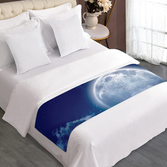 Night Sky Full Moon Print Bed Runner