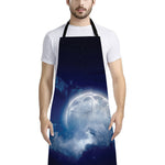 Night Sky Full Moon Print Bib Apron With Pocket