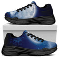 Night Sky Full Moon Print Black Chunky Shoes