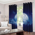 Night Sky Full Moon Print Dimout Grommet Curtains