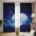 Night Sky Full Moon Print Dimout Pencil Pleat Curtains