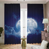 Night Sky Full Moon Print Blackout Pencil Pleat Curtains