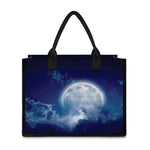 Night Sky Full Moon Print Canvas Tote Bag