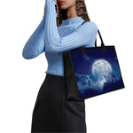 Night Sky Full Moon Print Canvas Tote Bag