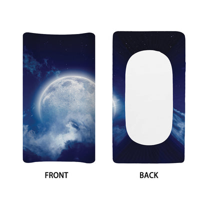 Night Sky Full Moon Print Changing Pad Cover