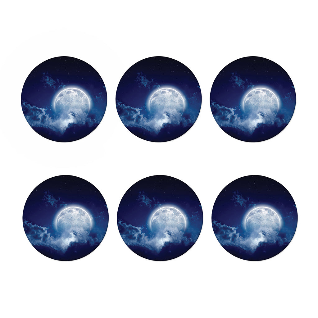Night Sky Full Moon Print Coaster Set