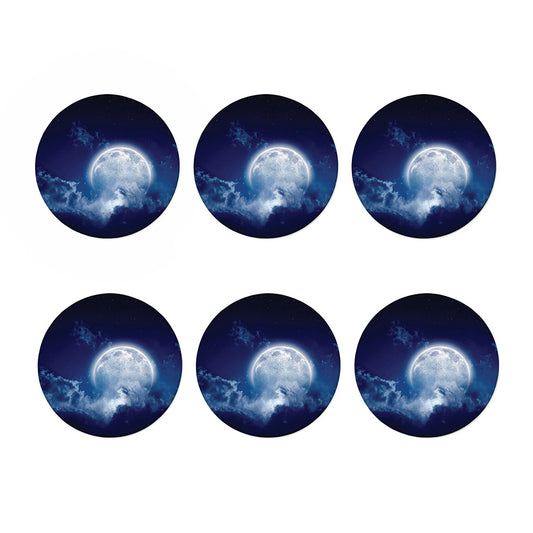 Night Sky Full Moon Print Coaster Set