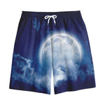 Night Sky Full Moon Print Cotton Shorts