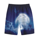 Night Sky Full Moon Print Cotton Shorts