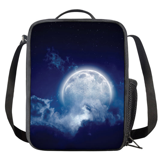Night Sky Full Moon Print Crossbody Lunch Bag