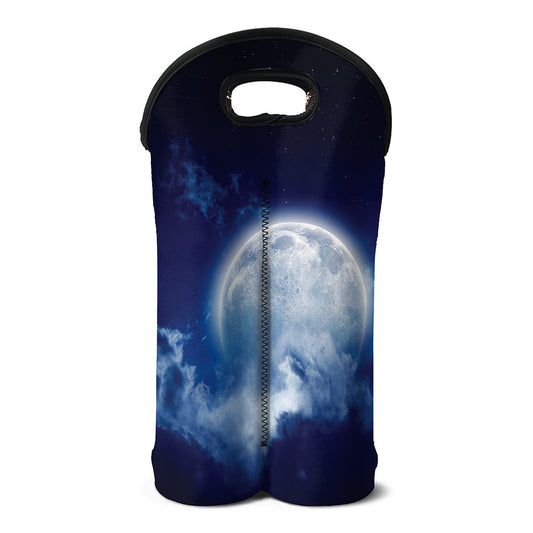 Night Sky Full Moon Print Double Neoprene Wine Tote