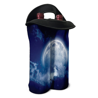 Night Sky Full Moon Print Double Neoprene Wine Tote