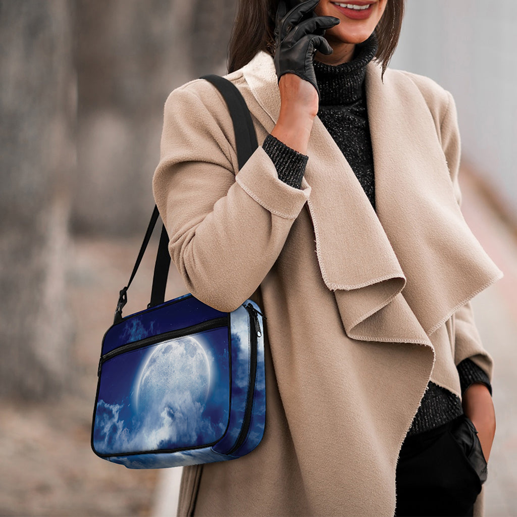 Night Sky Full Moon Print Double Strap Bible Bag