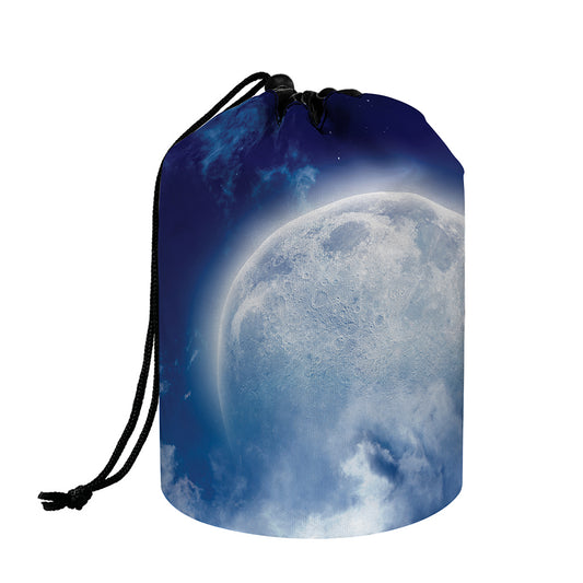 Night Sky Full Moon Print Drawstring Makeup Bag