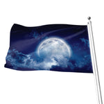 Night Sky Full Moon Print Flag