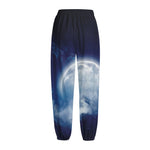 Night Sky Full Moon Print Fleece Lined Knit Pants