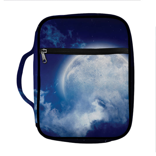 Night Sky Full Moon Print Front Pocket Bible Bag