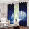 Night Sky Full Moon Print Grommet Curtains