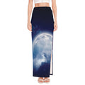 Night Sky Full Moon Print High Slit Maxi Skirt