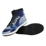 Night Sky Full Moon Print High Top Leather Sneakers