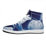 Night Sky Full Moon Print High Top Leather Sneakers