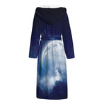 Night Sky Full Moon Print Hooded Bathrobe