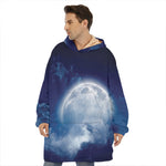 Night Sky Full Moon Print Hoodie Blanket