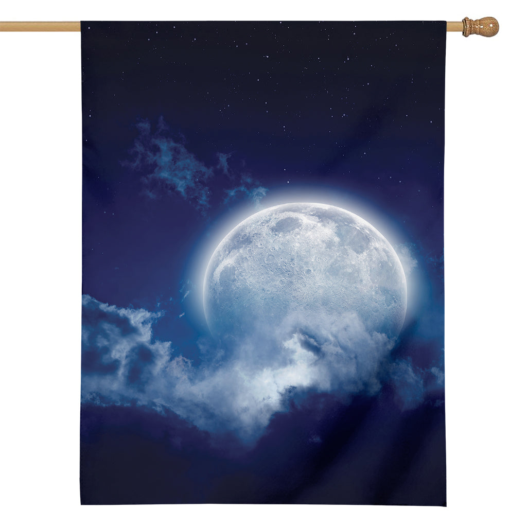 Night Sky Full Moon Print House Flag