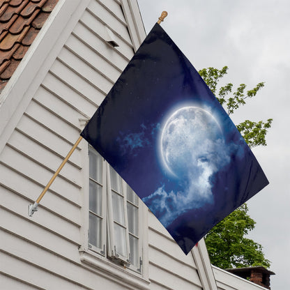 Night Sky Full Moon Print House Flag