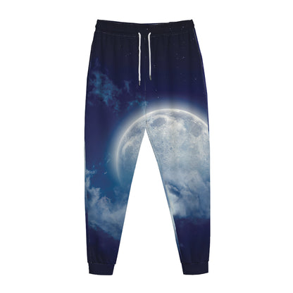 Night Sky Full Moon Print Jogger Pants