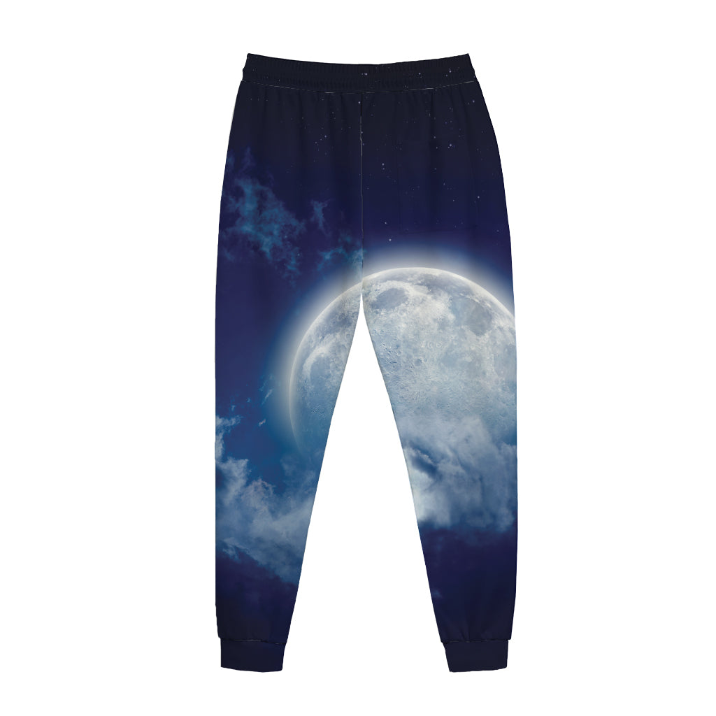Night Sky Full Moon Print Jogger Pants