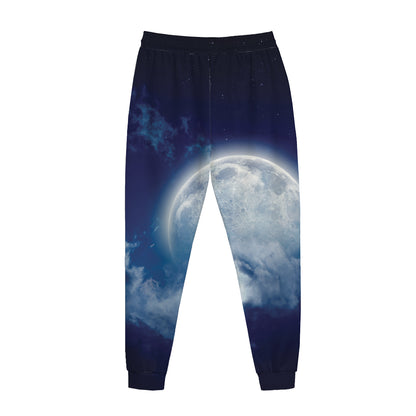 Night Sky Full Moon Print Jogger Pants