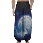 Night Sky Full Moon Print Lantern Pants