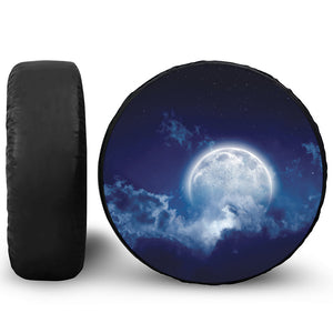 Night Sky Full Moon Print Leather Spare Tire Cover