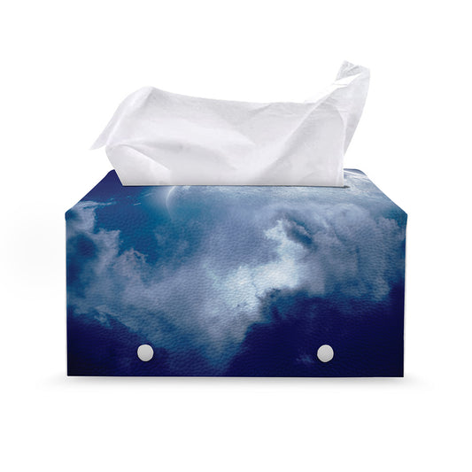 Night Sky Full Moon Print Leather Tissue Box Cover