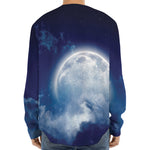 Night Sky Full Moon Print Long Sleeve Baseball Jersey