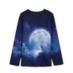 Night Sky Full Moon Print Long Sleeve Short Coat