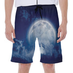 Night Sky Full Moon Print Men's Beach Shorts